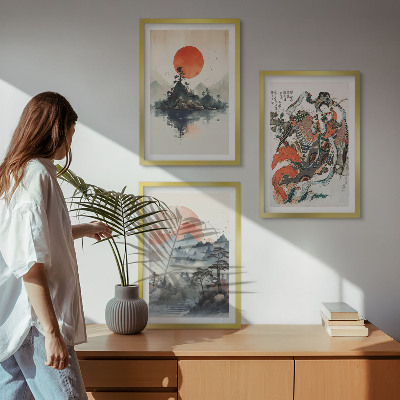 Composição de quadros moderna Pinturas japonesas asiáticas