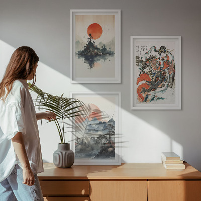 Composição de quadros moderna Pinturas japonesas asiáticas
