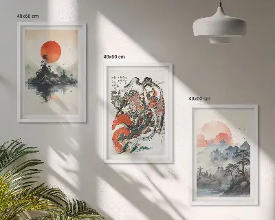 Conjunto de quadros decorativos modernos com estampas de pinturas japonesas