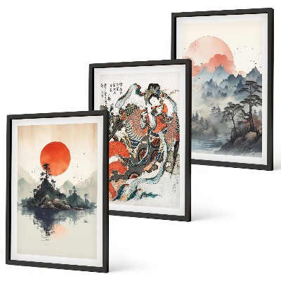 Composição de quadros moderna Pinturas japonesas asiáticas