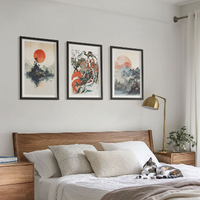 Composição de quadros moderna Pinturas japonesas asiáticas