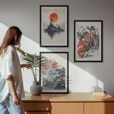 Composição de quadros moderna Pinturas japonesas asiáticas