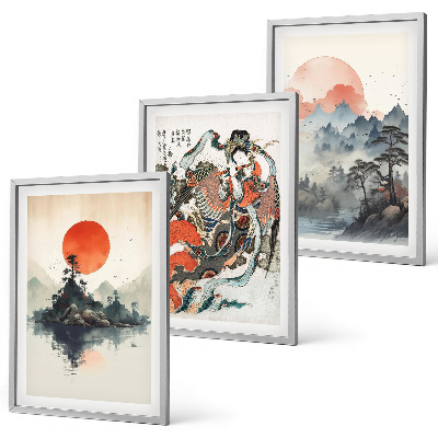 Composição de quadros moderna Pinturas japonesas asiáticas