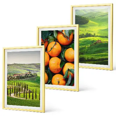 Conjunto de quadros para sala de estar paisagem rural italiana com laranjas