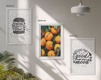 Conjunto de 3 quadros com moldura Cozinha Laranjas Suculentas