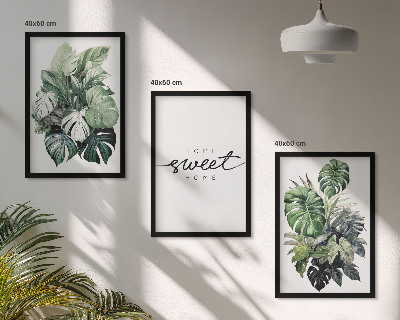 Conjunto de quadros para sala de estar Plantas com a inscrição 