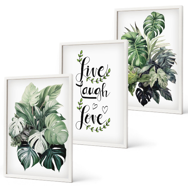 Composição de quadros moderna Plantas frondosas vivem, riem, amam