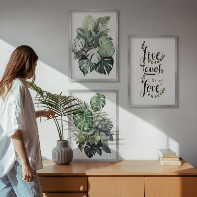 Composição de quadros moderna Plantas frondosas vivem, riem, amam