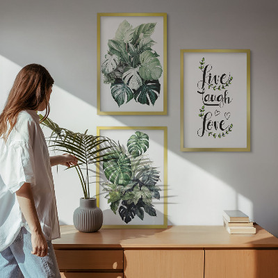 Composição de quadros moderna Plantas frondosas vivem, riem, amam