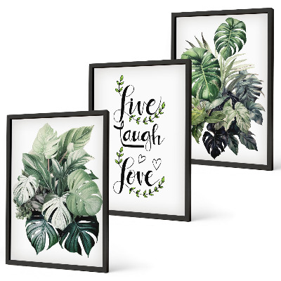 Composição de quadros moderna Plantas frondosas vivem, riem, amam