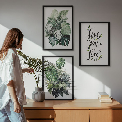Composição de quadros moderna Plantas frondosas vivem, riem, amam