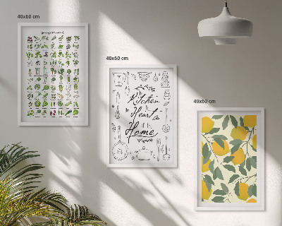 Conjunto de quadros para sala de estar ervas de cozinha pintadas de limão