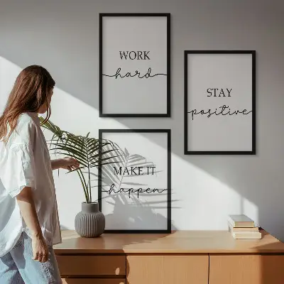 Composição de quadros moderna com inscrições motivacionais minimalistas