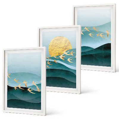 Conjunto de quadros para sala de estar Paisagens abstratas do pôr do sol
