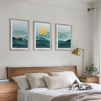Conjunto de quadros para sala de estar Paisagens abstratas do pôr do sol