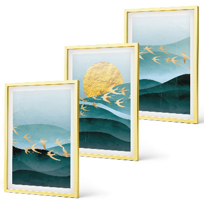 Conjunto de quadros para sala de estar Paisagens abstratas do pôr do sol