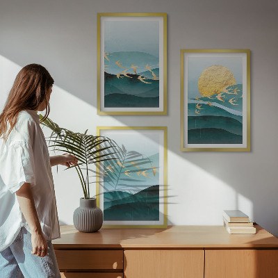 Conjunto de quadros para sala de estar Paisagens abstratas do pôr do sol