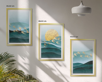 Conjunto de quadros para sala de estar Paisagens abstratas do pôr do sol