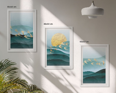 Conjunto de quadros para sala de estar Paisagens abstratas do pôr do sol