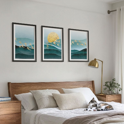 Conjunto de quadros para sala de estar Paisagens abstratas do pôr do sol