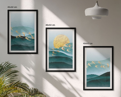 Conjunto de quadros para sala de estar Paisagens abstratas do pôr do sol