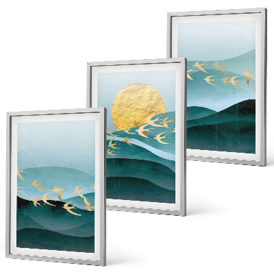 Conjunto de quadros para sala de estar Paisagens abstratas do pôr do sol