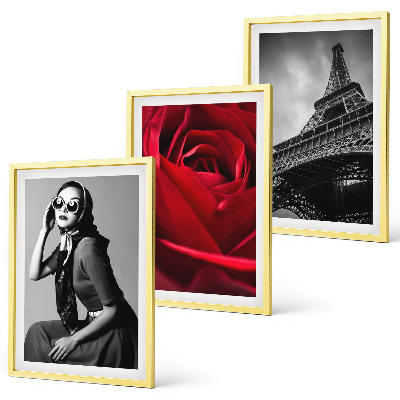 Conjunto de quadros para sala de estar Senhora parisiense com óculos em formato de Torre Eiffel