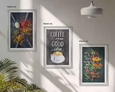 Composição de quadros moderna Especiarias, café, ervas, padrões