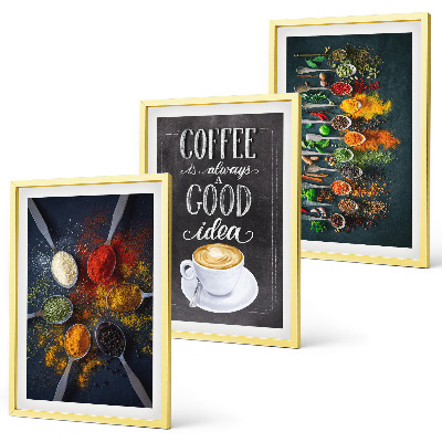 Composição de quadros moderna Especiarias, café, ervas, padrões