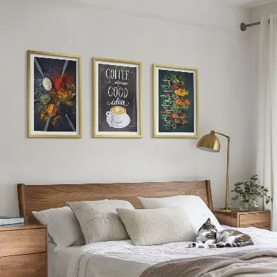 Composição de quadros moderna com especiarias café e ervas com padrões