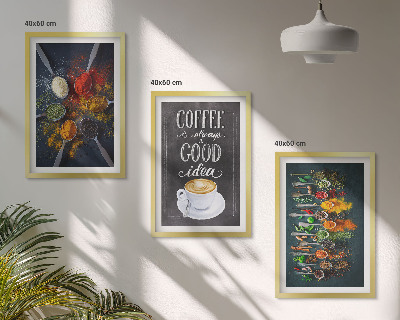 Composição de quadros moderna Especiarias, café, ervas, padrões