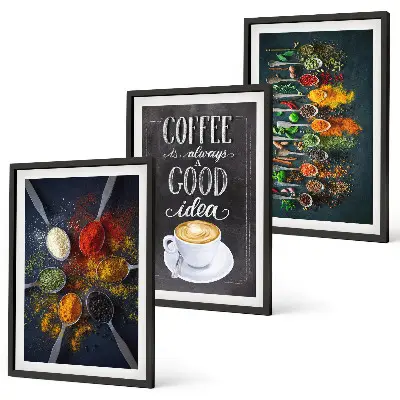 Composição de quadros moderna com especiarias café e ervas com padrões