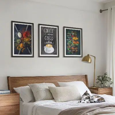 Composição de quadros moderna com especiarias café e ervas com padrões