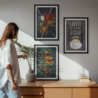 Composição de quadros moderna Especiarias, café, ervas, padrões