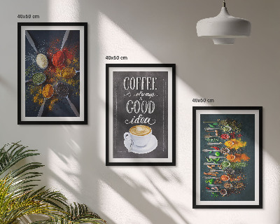 Composição de quadros moderna Especiarias, café, ervas, padrões