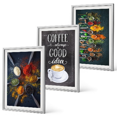 Composição de quadros moderna Especiarias, café, ervas, padrões
