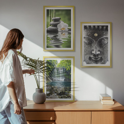 Composição de quadros moderna Buda de água das pedras da harmonia