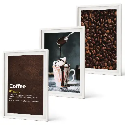 Conjunto de quadros para sala de estar estampa café com chantilly