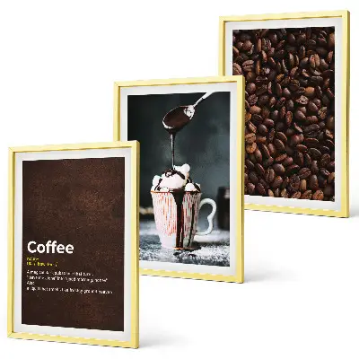 Conjunto de quadros para sala de estar estampa café com chantilly