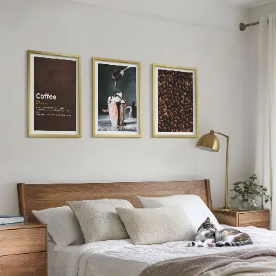 Conjunto de quadros para sala de estar estampa café com chantilly