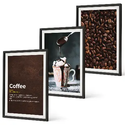 Conjunto de quadros para sala de estar estampa café com chantilly