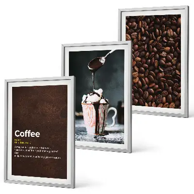 Conjunto de quadros para sala de estar estampa café com chantilly