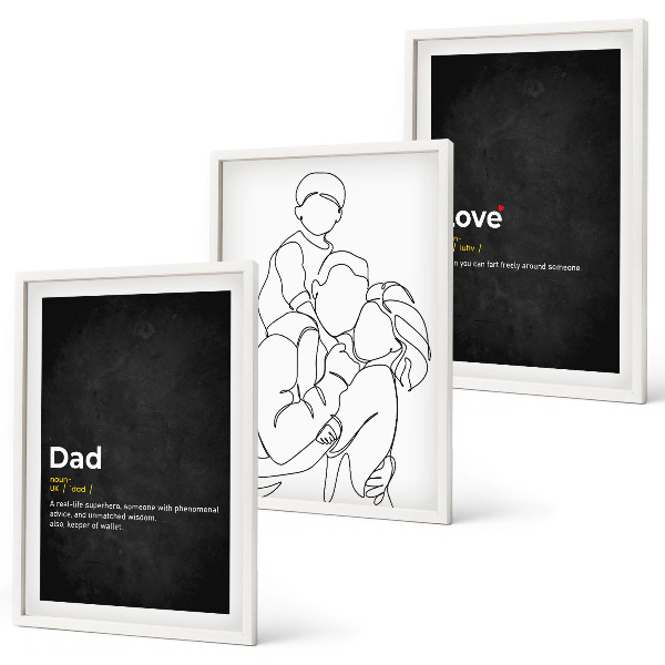 Composição de quadros moderna Desenho de família em estilo linear, amor e paternidade.