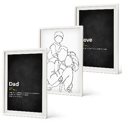 Composição de quadros moderna desenho de família em estilo linear com tema de amor e paternidade