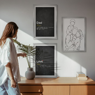 Composição de quadros moderna Desenho de família em estilo linear, amor e paternidade.