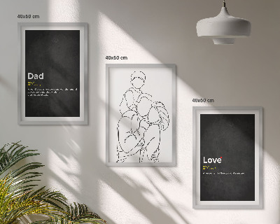 Composição de quadros moderna Desenho de família em estilo linear, amor e paternidade.