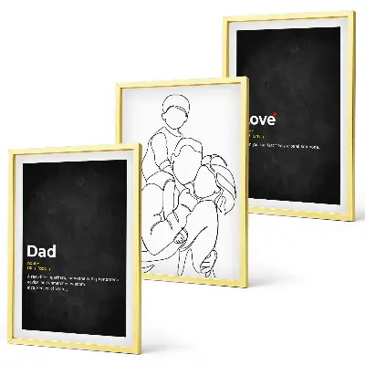Composição de quadros moderna desenho de família em estilo linear com tema de amor e paternidade
