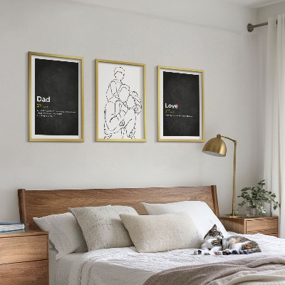 Composição de quadros moderna Desenho de família em estilo linear, amor e paternidade.