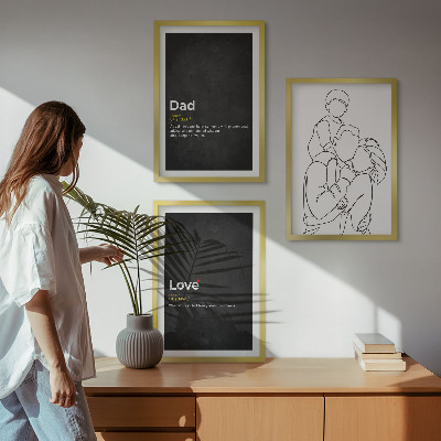 Composição de quadros moderna Desenho de família em estilo linear, amor e paternidade.