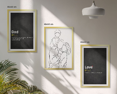 Composição de quadros moderna Desenho de família em estilo linear, amor e paternidade.
